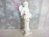 Сувенир Ангел на колонне сидя белый, 52 см, гипс.