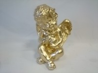 Сувенир Ангел с кроликом золото, 17 см, гипс. 