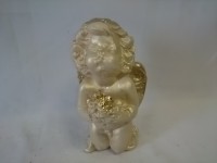Сувенир Ангел с букетом слоновая кость, 22 см, гипс.