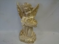 Сувенир Ангел с букетом большой античный, 30 см, гипс.