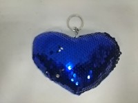 Брелок мягкий синий "Сердце с пайетками - хамелеонами", 15*11 см (1 шт).