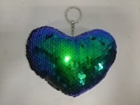 Брелок мягкий сине-зеленый "Сердце с пайетками - хамелеонами", 15*11 см (1 шт)