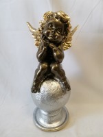 Сувенир "Ангел на шаре" бронза с золотом, 46 см., гипс