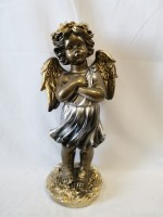 Ангел с венком, 50 см, цвет - бронза с золотом, гипс.