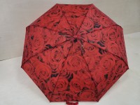 Зонт женский, полуавтомат, 8 спиц, цветной, красные розы.