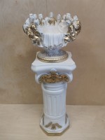 Комплект: колонна + ваза, h - 120 см, цвет - белый с золотом, гипс.