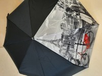 Зонт женский автомат, 8 спиц, Эйфелева Башня, красный велосипед.