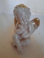 Сувенир Ангел с кроликом слоновая кость, 17 см,