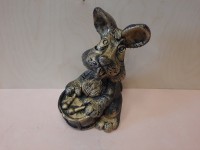 Копилка "Кролик с барабаном", h - 32 см, бронза. гипс.
