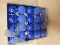 Шары новогодние d - 2,5 см, цена за 16 штук, цвет - синий.