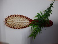 Расчёска массажная деревянная с деревянными зубьями, 22 см.