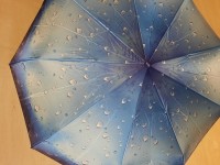 Зонт женский автомат, 9 спиц, "капли", шёлк, цвет - сине-голубой.