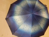 Зонт женский автомат, 9 спиц, "капли", шёлк, цвет - тёмно-синий.
