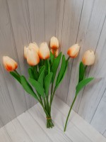 Тюльпан латексный 33 см, ЦЕНА ЗА 10 ШТУК. Цвет - бело-оранжевый.