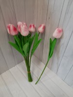 Тюльпан латексный 33 см, ЦЕНА ЗА 10 ШТУК. Цвет - бело-малиновый.