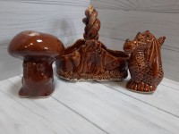 Набор д/специй "Дракон с грибом в корзинке", керамика, 13*12 см.
