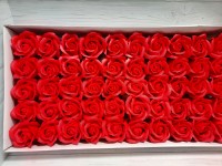 Мыло - декоративная роза, размер цветка 5,5*4 см, высота с ножкой 6,5см. ЦЕНА ЗА УПАКОВКУ - 50 ШТУК. Цвет - красный.