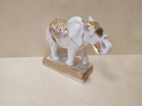 Копилка "Слон - Удача" белый с золотом, 27*30 см, гипс.