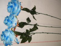 Роза круглая 68 см., D=10*10 см., пластик, ткань, голубая