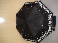 Зонт женский п/автомат, черный, 8 спиц, D= 100 см., полиэстер, ткань, металл
