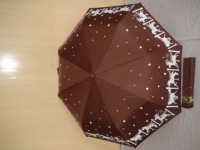 Зонт женский п/автомат, коричневый, 8 спиц, D= 100 см., полиэстер, ткань, металл