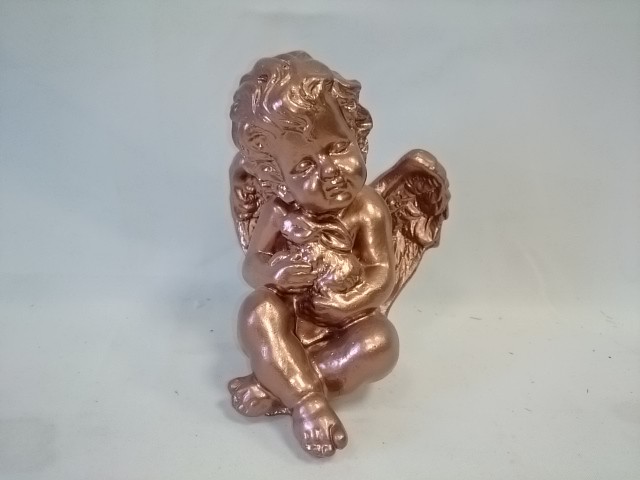 Сувенир Ангел с кроликом бронза, 17 см, гипс. 