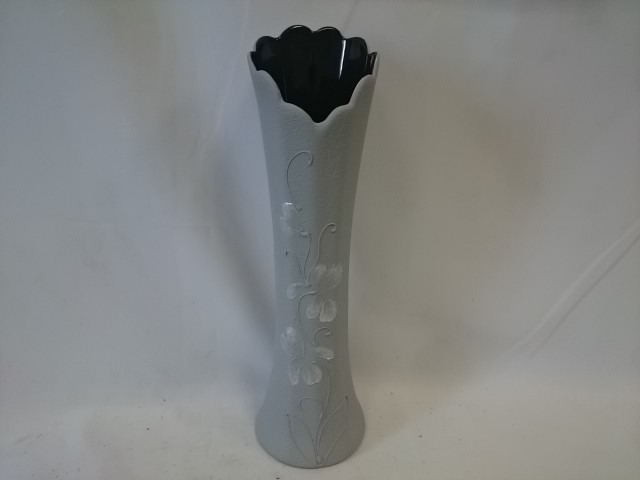 Ваза "Карандаш", керамика, бархат, цветы, 36,5 см, цвет - серый.