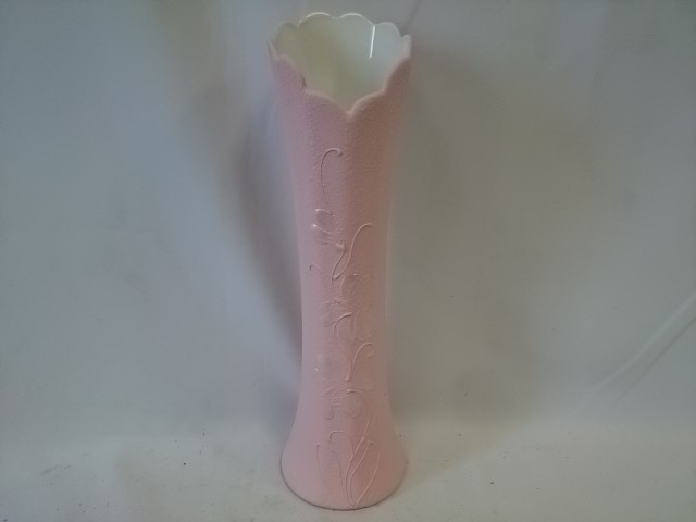Ваза "Карандаш", керамика, бархат, цветы, 36,5 см, цвет - розовый.