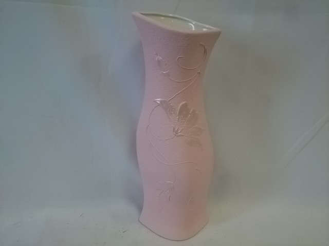 Ваза "Натали", керамика, бархат, цветы, 40 см, цвет - розовый.