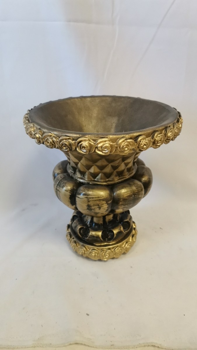 Чаша "Ромб", 26*28 см, цвет - бронза с золотом, гипс.