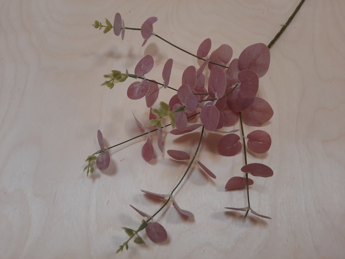 Куст Эвкалипта, 6 веток, 56 см, цвет - розовый.