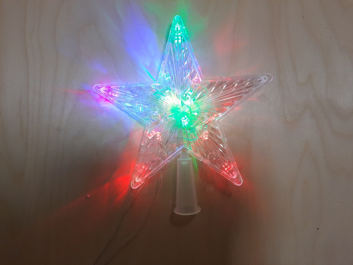 Звезда - гирлянда электрическая, 20,5 см, 12V-240V, цветные лампы.