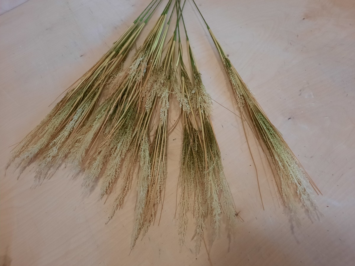 Трава декоративная "пшеница" 80 см, цена за 12 штук. с белыми кончиками.