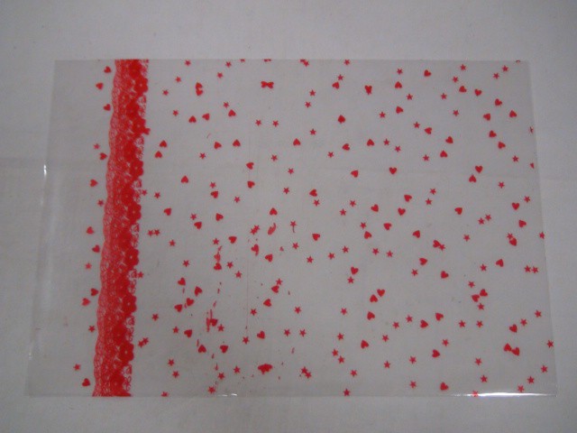 Пакет прозрачный с рисунком, красный "Сердечки" 18*25 см., пвх, 1 штука.