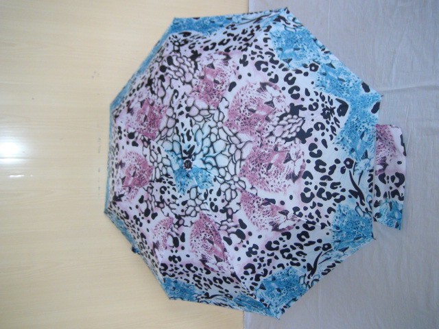 Зонт женский "Леопард" синий, п/автомат, 8 спиц, D= 100 см., полиэстер, ткань, металл