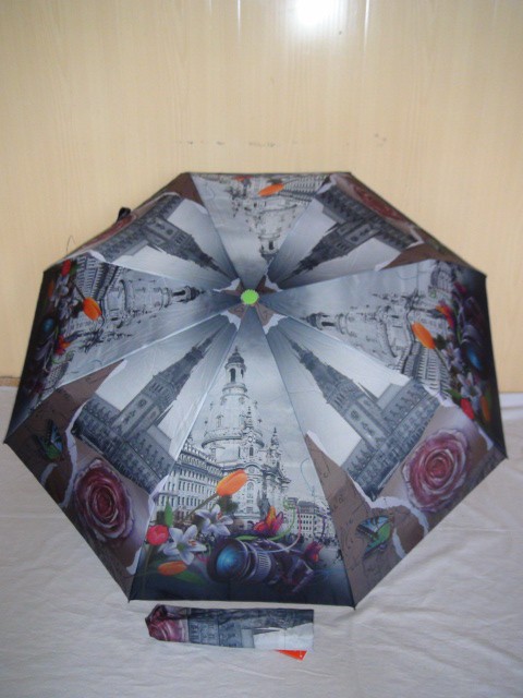 Зонт женский автомат, "Башня", 8 спиц, D= 100 см., полиэстер, ткань, металл