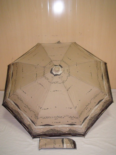 Зонт женский автомат, 8 спиц, D= 100 см., полиэстер, ткань, металл, бежевый