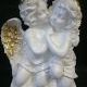Сувенир Два Ангела больших, 43 х 32 см, белые с золотом, гипс.