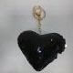 Брелок черный мягкий "Сердце с пайетками - хамелеонами", 11*8 см, цена за 1 штуку.