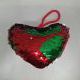 Сердце - подвеска красное с зеленым с пайетками - хамелеонами, 13*10,5 см (1 шт.)