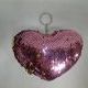 Брелок фиолетовый мягкий "Сердце с пайетками-хамелеонами", 15x11 см, (1 шт)