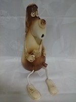 Копилка-прикол "Собака-трубка" с висячими ногами, керамика, 26 см.