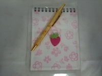 Набор подарочный клубника: ручка и блокнот, 11*14,5 см.