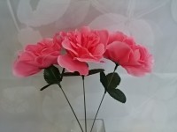Хризантема розовая, l=25 см, цветок 11 * 4 см, пластик, ткань. 