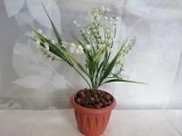 Искусственный цветок в горшке "Ландыш" 30 см, белый.