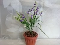 Искусственный цветок в горшке "Ландыш" 30 см, фиолетовый.