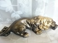 Копилка "Лев крадущийся", 50 х 15 см, гипс. чёрный с золотом.