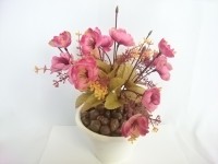 Искусственный цветок в горшке "Анютины глазки", 25 см, 7 веток в букете, ткань, пластик, металл. Цвет БУКЕТА -розовый. Цвет горшка - белый, либо коричневый.