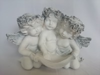 Сувенир Ангел тройной античный, 25 х 22 см, гипс.