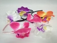 Ободок для волос с орхидеей в ассортименте, пластик, ткань (1 шт)